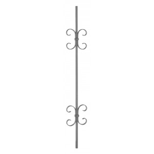 Lot de 2 Barreaux 2 motifs en "C" de 12x3mm, l'un en haut et l'autre en bas, en fer carré de 12x12mm