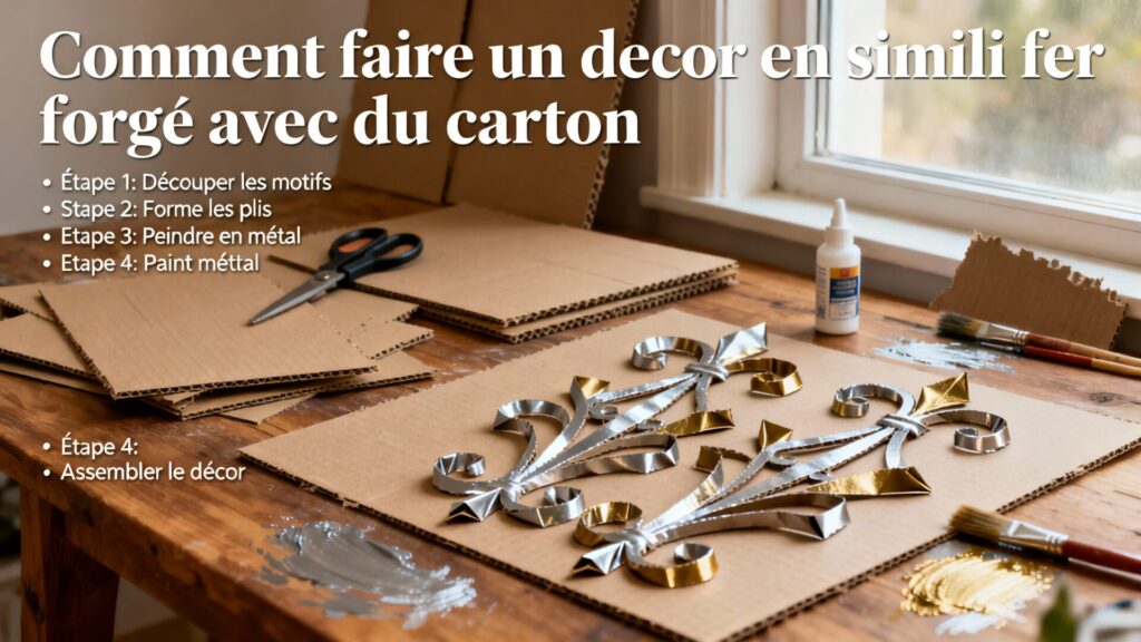 Comment faire un décor en simili fer forgé avec du carton avec texte