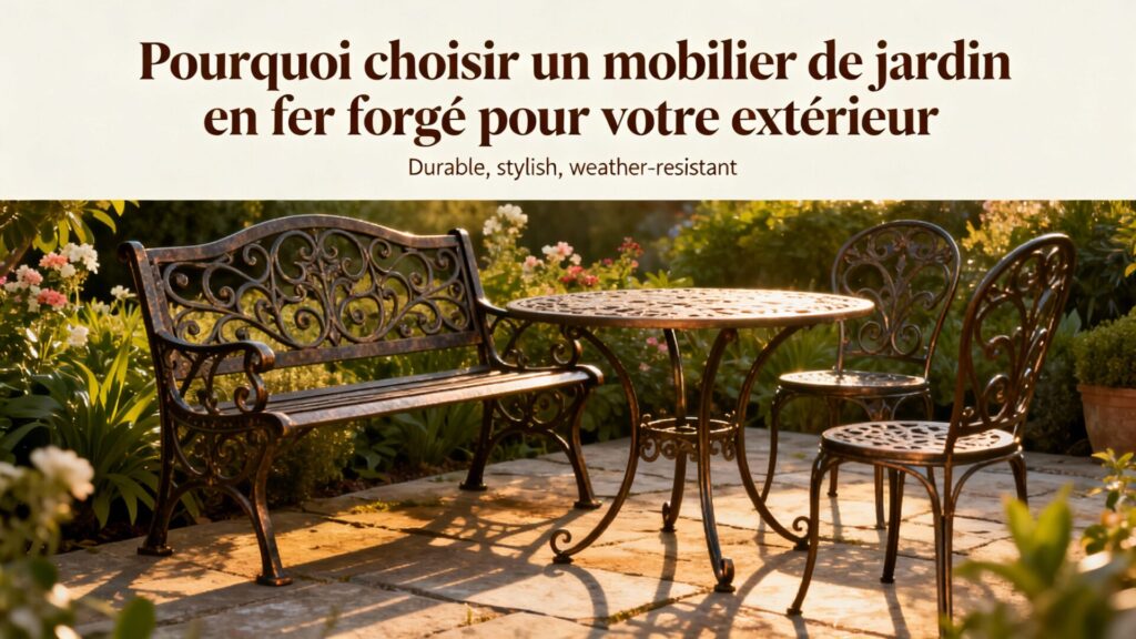 Pourquoi choisir un mobilier de jardin en fer forgé pour votre extérieur avec texte