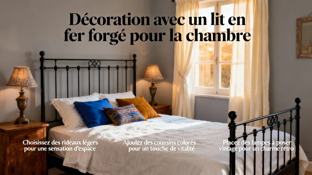 Quelle décoration avec un lit en fer forgé adoptant dans la chambre ?