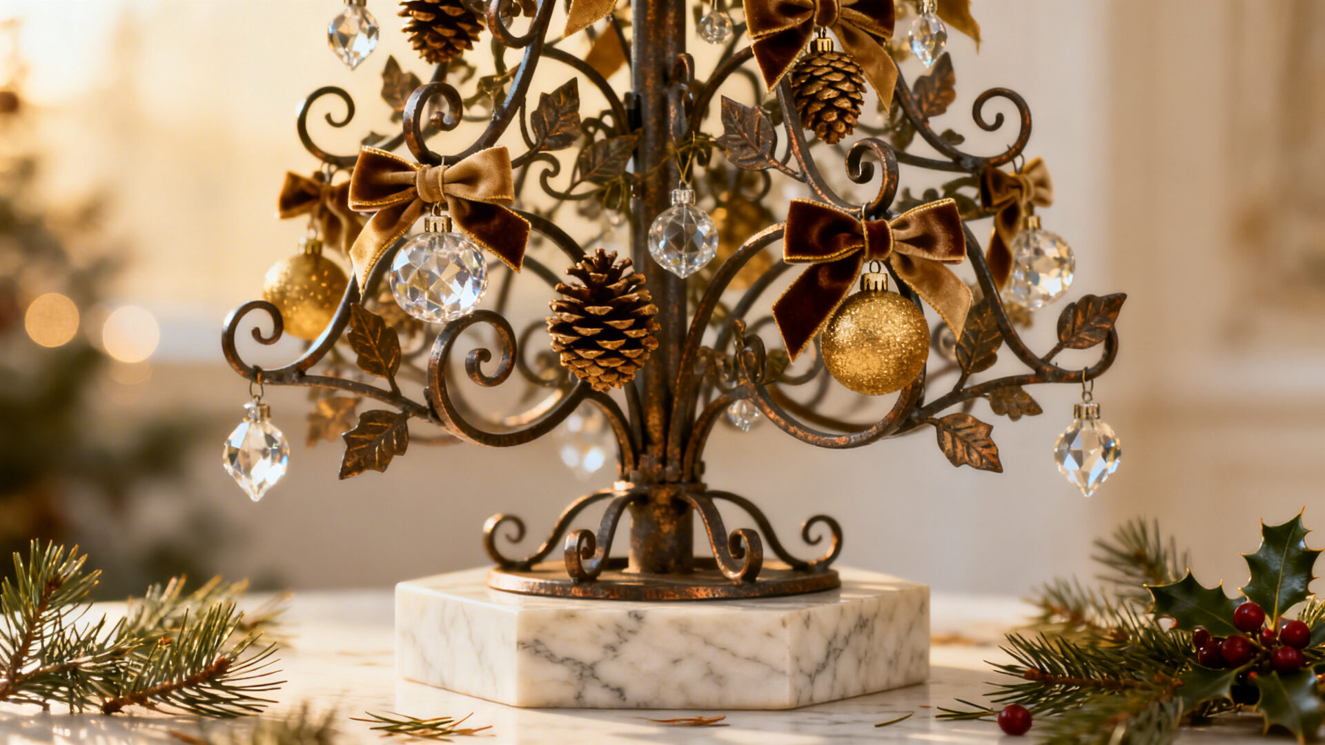 Comment décorer un sapin de noël en fer forgé avec élégance