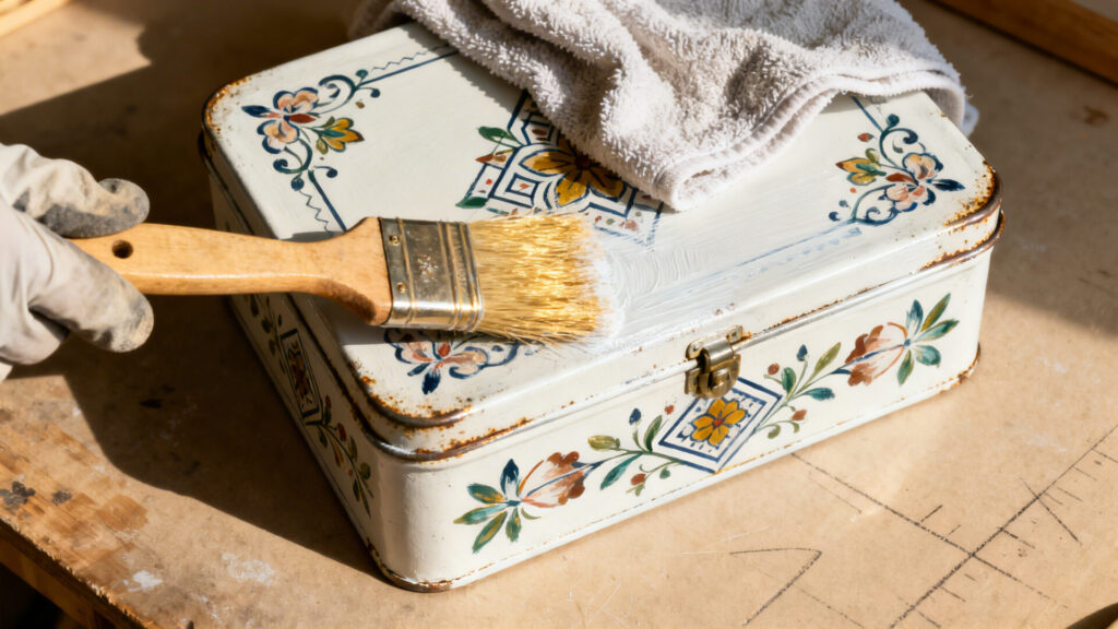 Comment nettoyer une boite en fer blanc décorée sans abîmer les motifs sans aucun texte